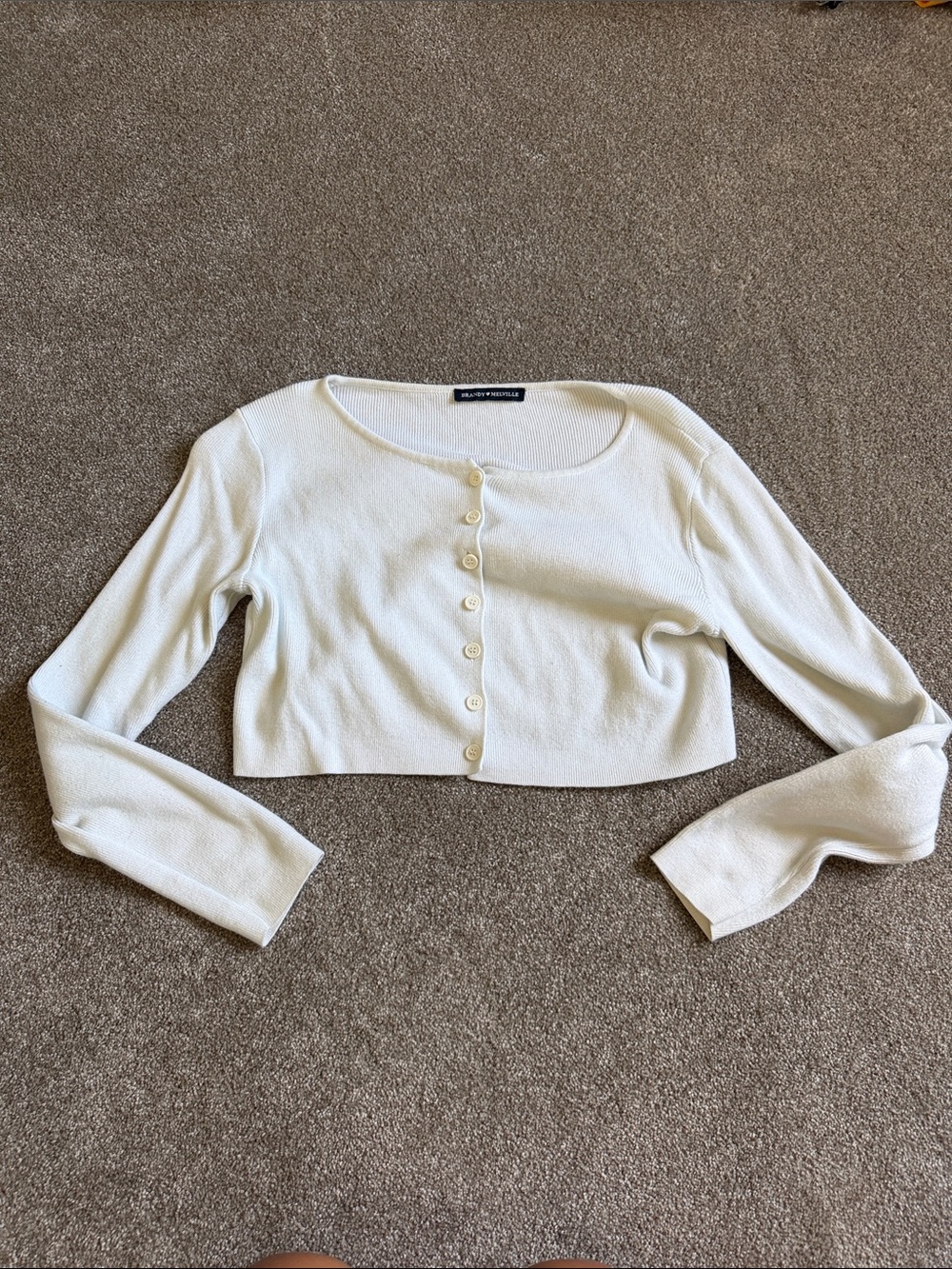 Brandy Melville Ivory Cropped Button Cardigan